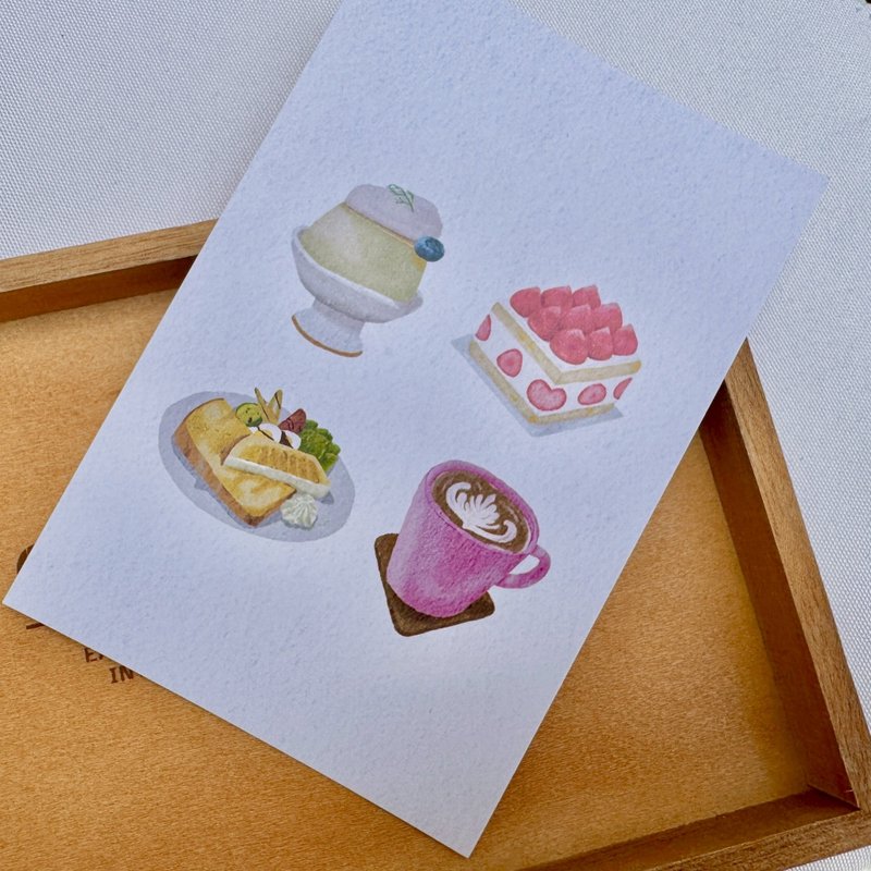 日常点心 | 美食插画明信片-今天吃饱没 - 卡片/明信片 - 纸 