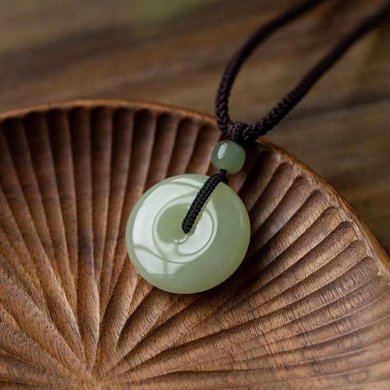 和田玉平安扣吊坠  项链 - 项链 - 玉石 绿色