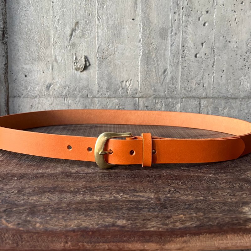 3cm宽 好耐皮带 马蹄头I一抹暖阳 意大利植鞣革真皮腰带 - 皮带/腰带 - 真皮 橘色