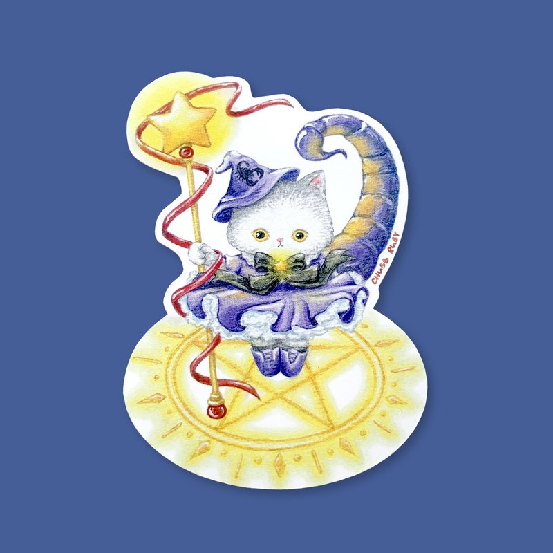 原创 星座猫猫 天蝎座 水彩手绘 胶面贴纸 - 贴纸 - 纸 多色
