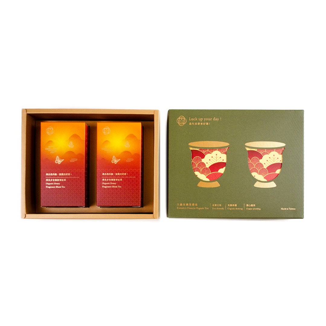【弗贝多】年末献礼 | 天鑫得奖有机茶叶礼盒 蜜香红茶100g/2盒 - 茶 - 纸 绿色
