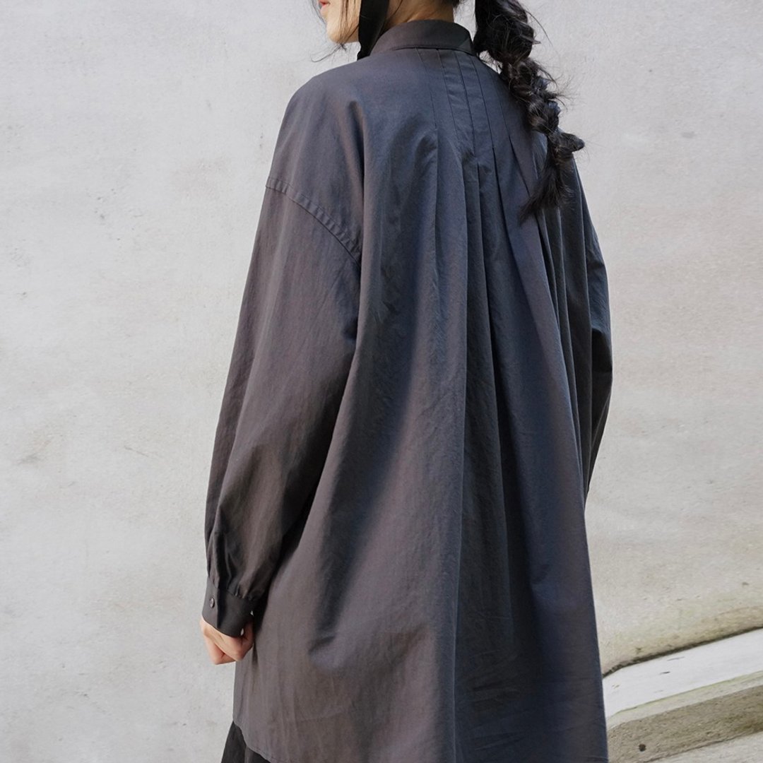 Oversized Shirt - 女装衬衫 - 棉 灰色