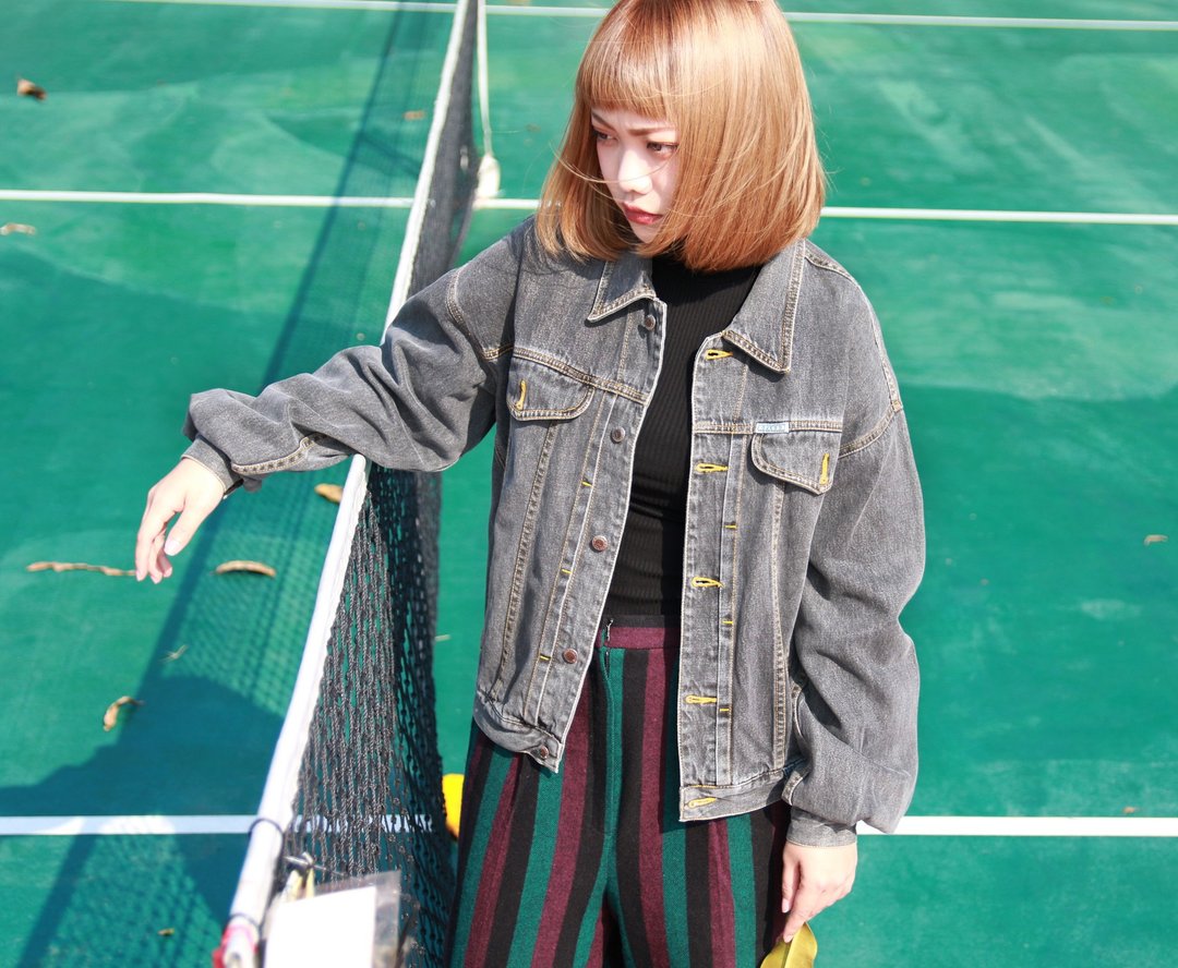 Back to Green:: GUESS 垂肩 时代灰 vintage denim （DJ-11） - 女装休闲/机能外套 - 棉 灰色