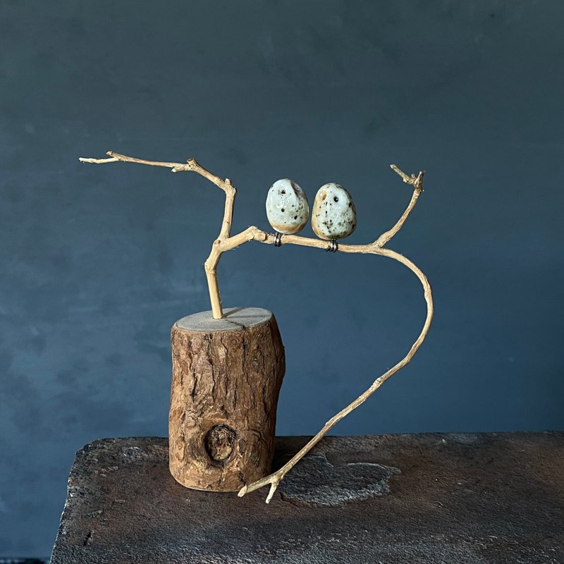 枝头恋人 芝麻斑猫头鹰 - 摆饰 - 陶 卡其色