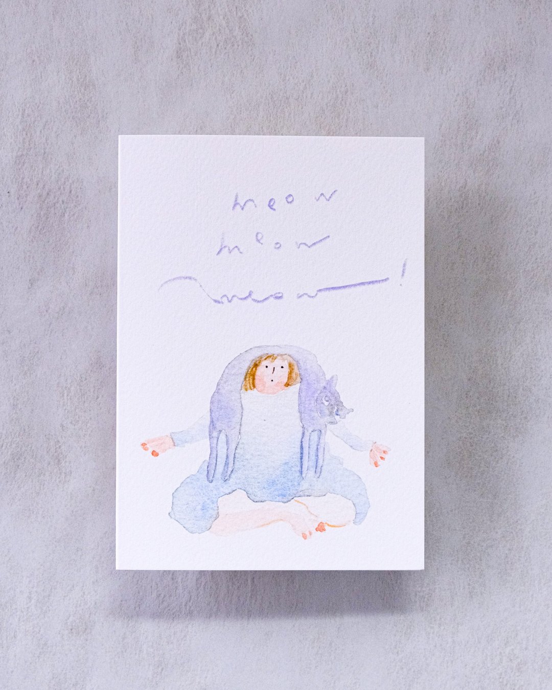心意卡 - 喵喵喵 | 多用途卡 | 水彩女孩插画 | dodolulu - 卡片/明信片 - 纸 白色