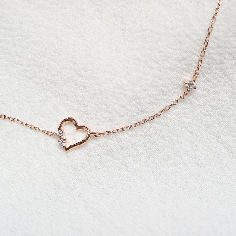 小爱心钻石手链 - 手链/手环 - 玫瑰金 金色
