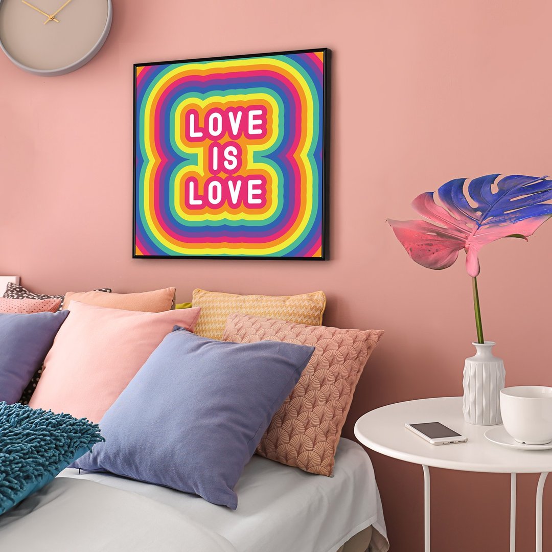 LOVE IS LOVE - 彩虹/同性平权/布置/方形挂画/家居布置/字体挂画 - 海报/装饰画/版画 - 棉 多色