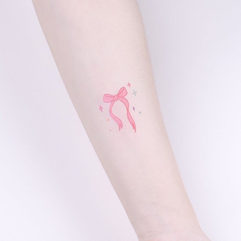 刺青纹身贴纸 - 蝴蝶结 2入 - 纹身贴 - 纸 粉红色