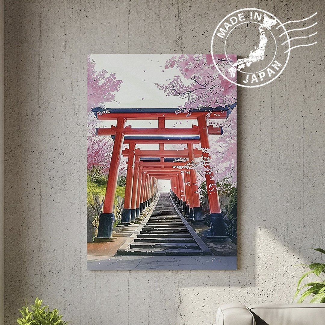日本制帆布画・伏见稻荷大社、京都・日本风景・送礼、摆设、装饰 - 墙贴/壁贴 - 棉 