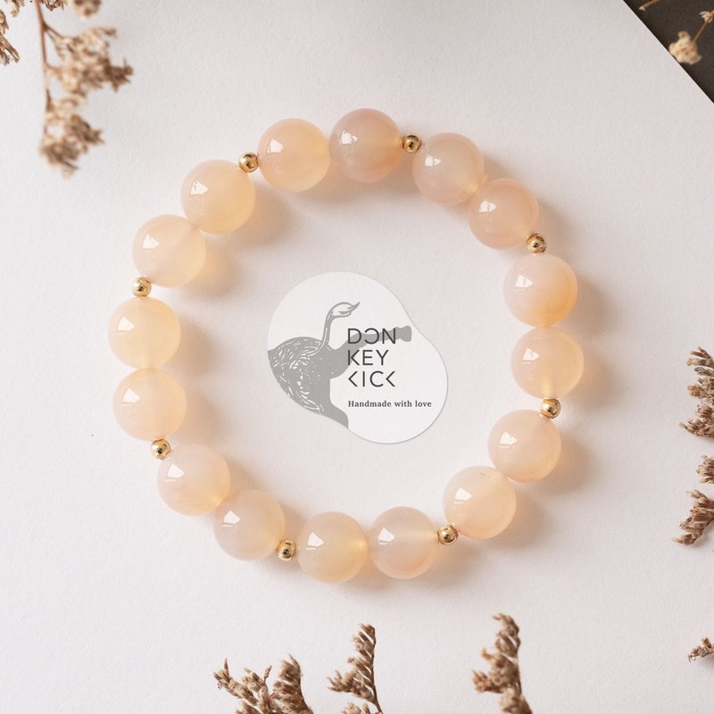 蜜桃粉橙色系非洲玛瑙手串手链 个人化字母吊饰 闺蜜女朋友礼物 - 手链/手环 - 水晶 橘色