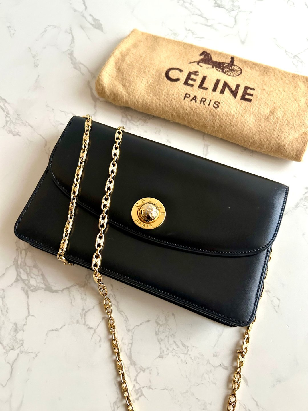 稀有古董包 Celine 黑色大星球凯旋门包 侧背包 斜背包 中古二手包 - 侧背包/斜挎包 - 真皮 