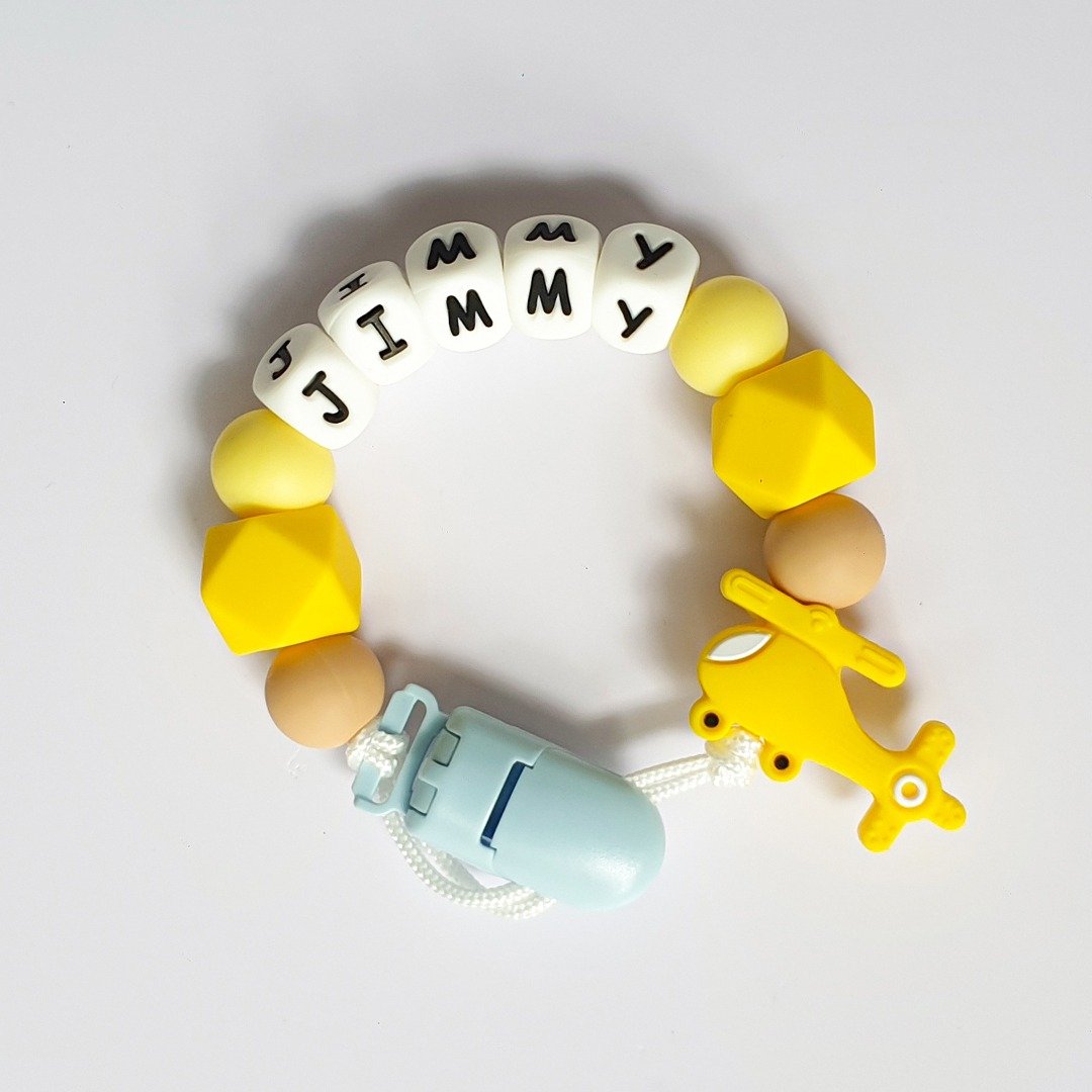 JIMMY 直升机 黄 奶嘴链夹 / 定制化奶嘴链 可套香草奶嘴27cm - 玩具/玩偶 - 其他材质 