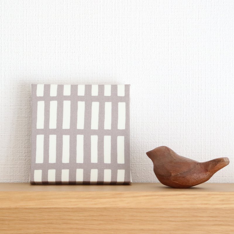 12x12cm Fabric Panel [Dull Square Lattice Greige] - 墙贴/壁贴 - 棉．麻 灰色