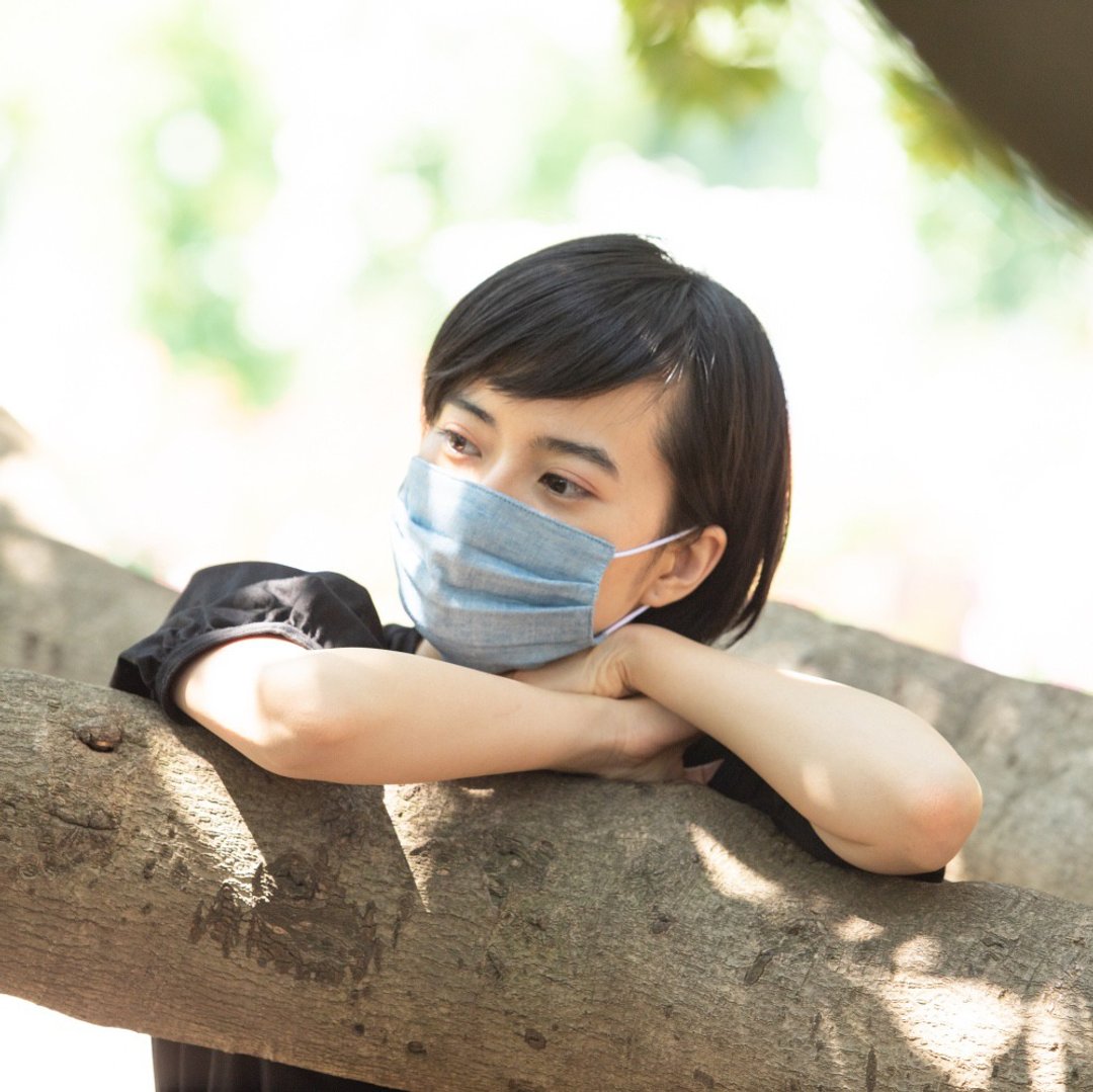 可洗涤、纱布材质的日本制立体口罩 Plain Marineblue 天蓝色 - 口罩 - 棉 蓝色