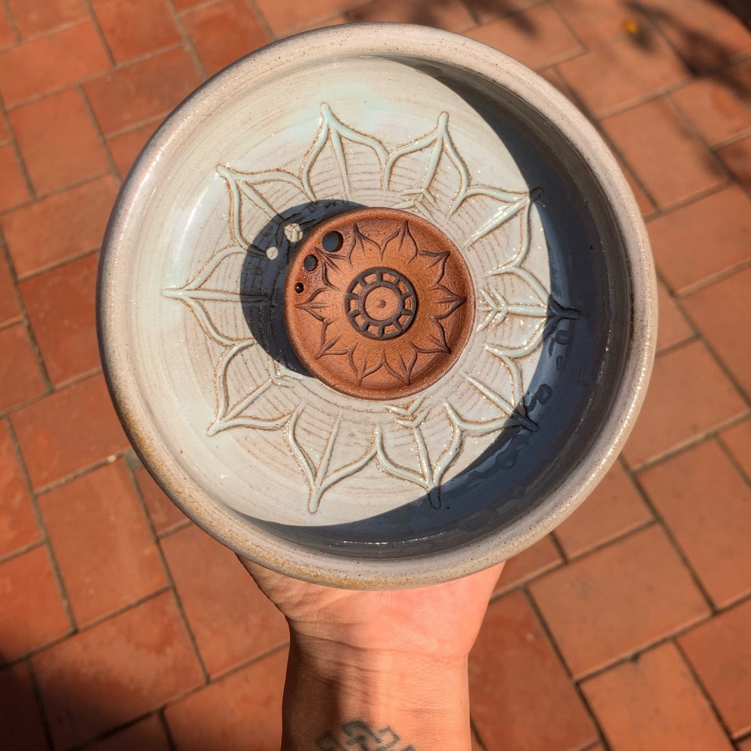 脉轮冥想陶盘 (浅湖蓝) - 太阳轮 Solar Plexus Chakra - 摆饰 - 陶 蓝色