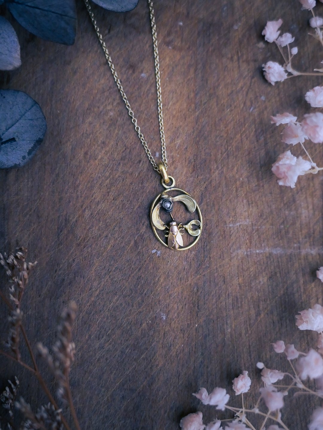 法国百年生命之源珍珠槲寄生坠饰—欧洲古董首饰 Vintage Jewelry - 项链 - 珍珠 