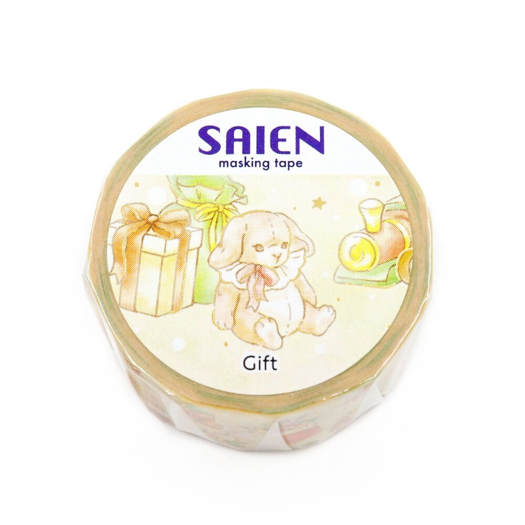 【日本 SAIEN】20mm 金箔和纸胶带－金缎礼语 Gift - 纸胶带 - 纸 