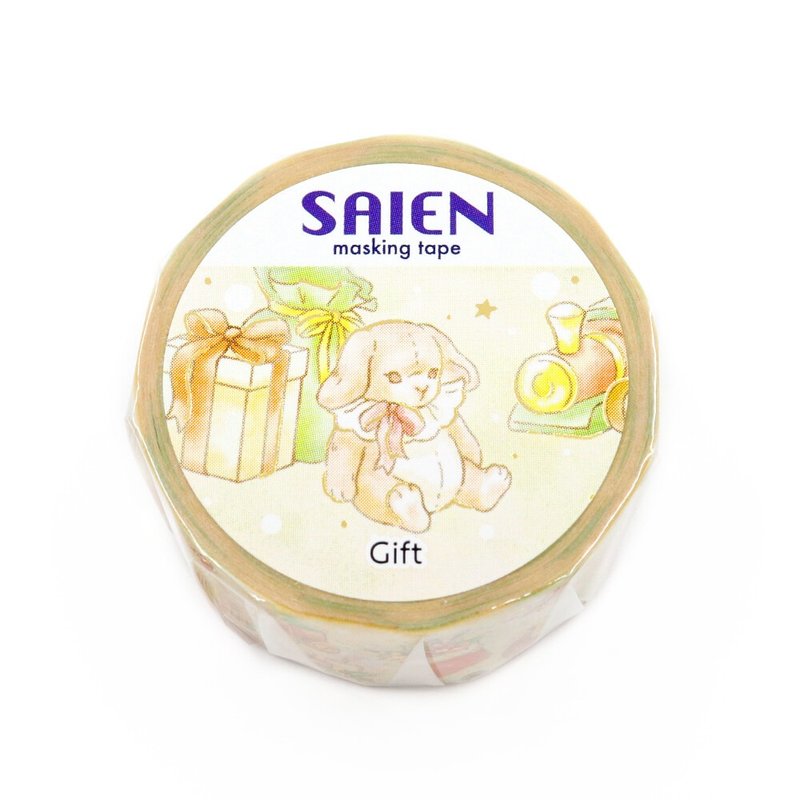 【日本 SAIEN】20mm 金箔和纸胶带－金缎礼语 Gift - 纸胶带 - 纸 