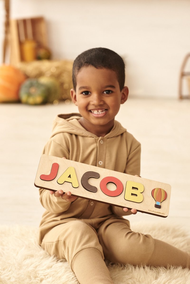 Customized Gift for Toddler, Wooden Name Toys, Personalize Name Puzzle Baby Sign - 玩具/玩偶 - 木头 多色