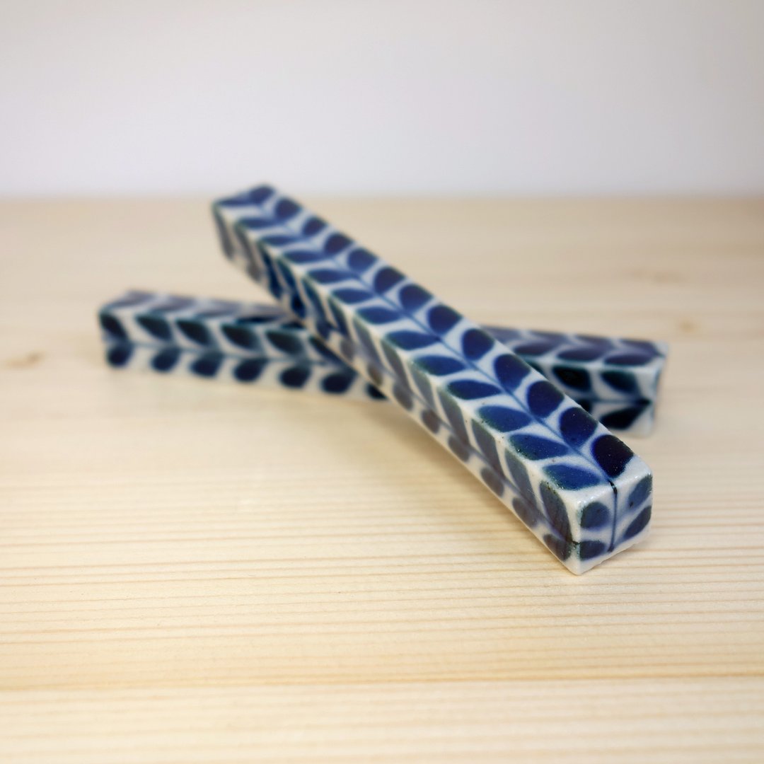 Cutlery rest pattern 2 pcs set - 餐刀/叉/匙组合 - 粘土 蓝色