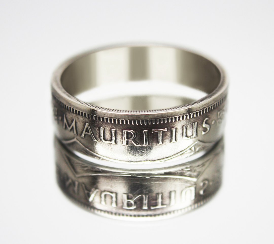 Mauritius Coin Ring 1 Rupee 1987 coin rings for men coin rings for women - 戒指 - 其他金属 