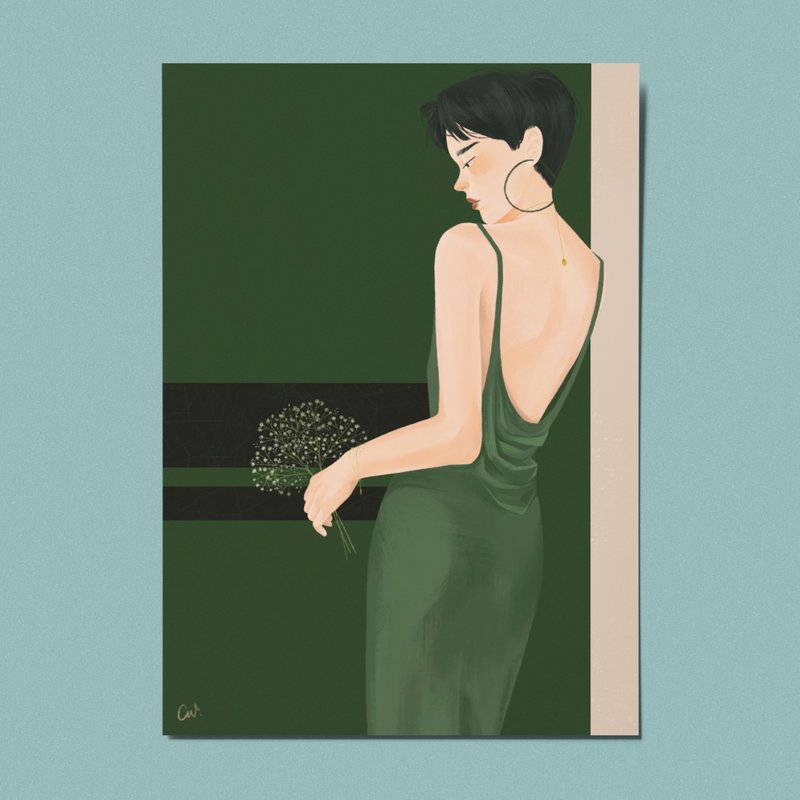 【插画收藏】The Green Lady 绿影女子 7寸 喷墨插画海报 - 海报/装饰画/版画 - 纸 多色