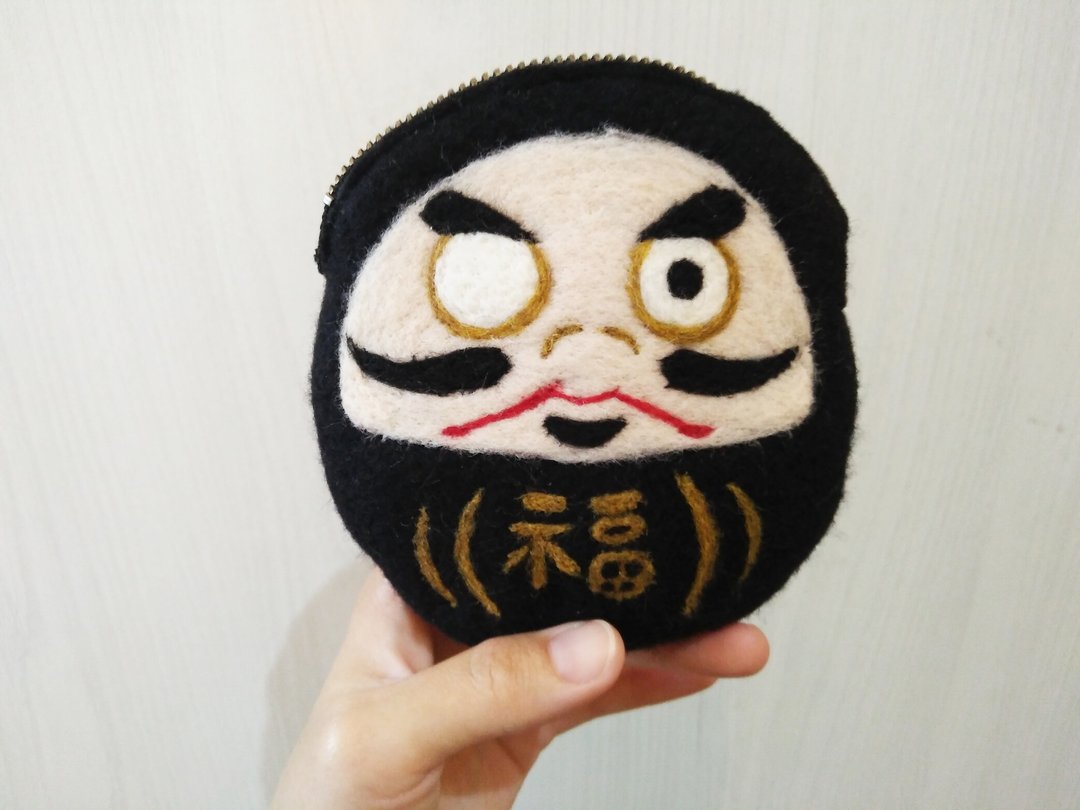 开运福神 达摩 手工零钱包 台湾手工 限量好物 - 零钱包 - 羊毛 红色