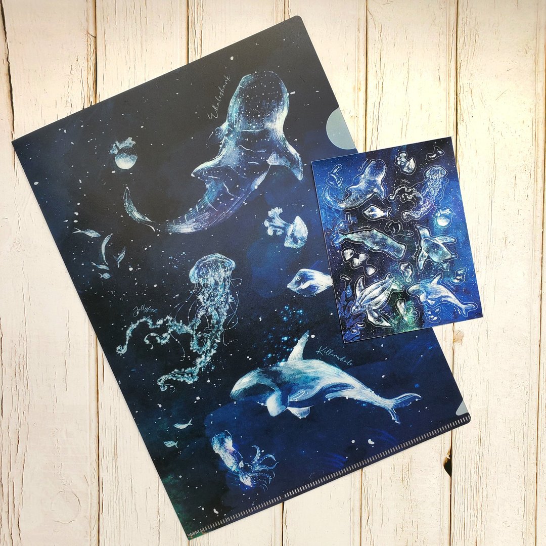 海洋星空L夹加贴纸 2入套组 - 文件夹/资料夹 - 塑料 
