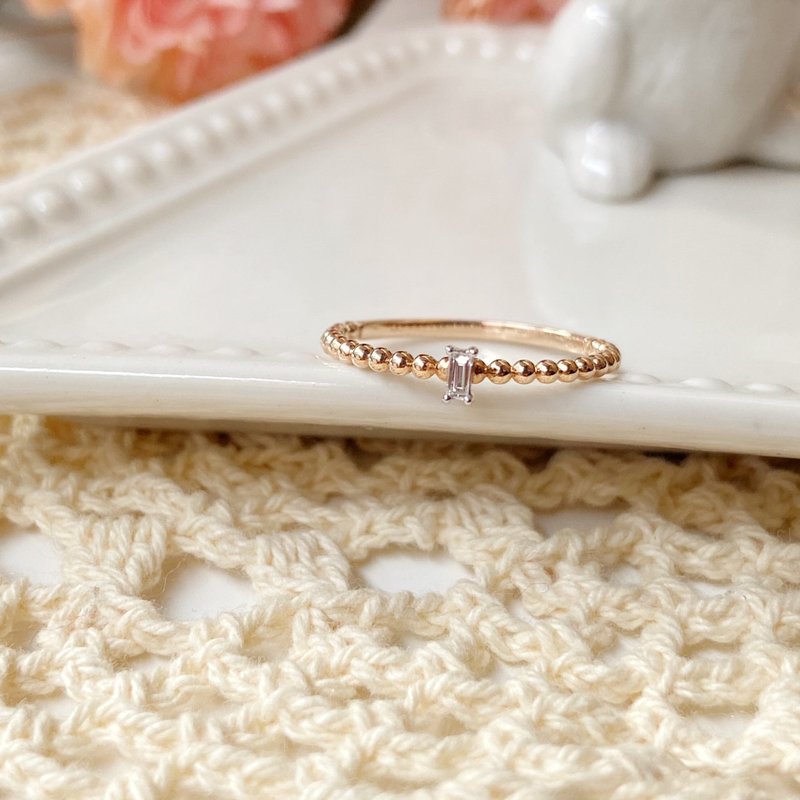 18K 长方钻线戒 - 戒指 - 钻石 