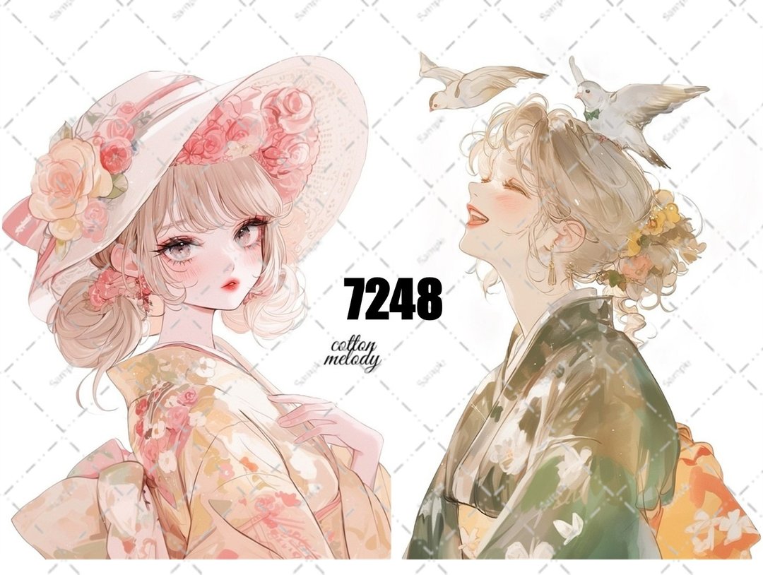 original sticker no.7248 人物贴纸 原创贴纸 人物贴纸 女孩贴纸 原创人物贴纸 - 贴纸 - 纸 