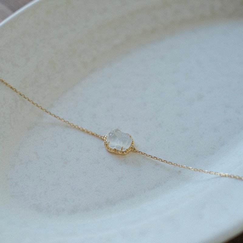 拈翠-缅甸天然A货翡翠-18K金真钻冰起胶放光招财貔貅手链 - 手链/手环 - 玉石 蓝色