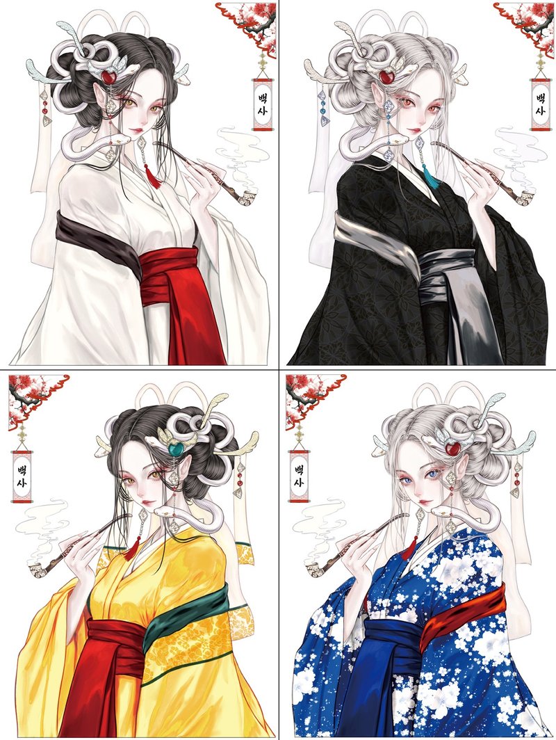 白蛇贴纸 (4款) - 贴纸 - 纸 