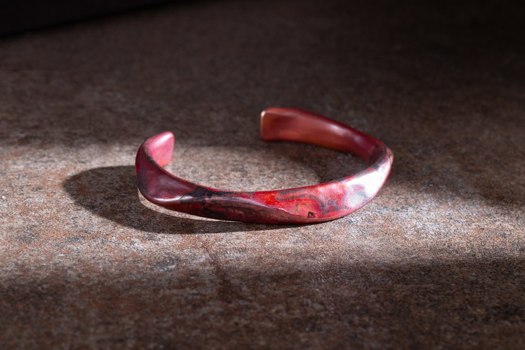 熔岩红 波浪红铜手环 Wave Bangle - 手链/手环 - 铜/黄铜 红色