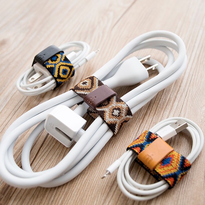 多用途弹性线材收纳组-图腾风格(三入组) - 卷线器/电线收纳 - 真皮 多色