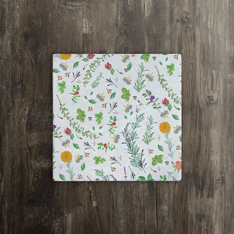 儿童岛 - 香草日合春意盎然 陶瓷杯垫 - 杯垫 - 陶 白色