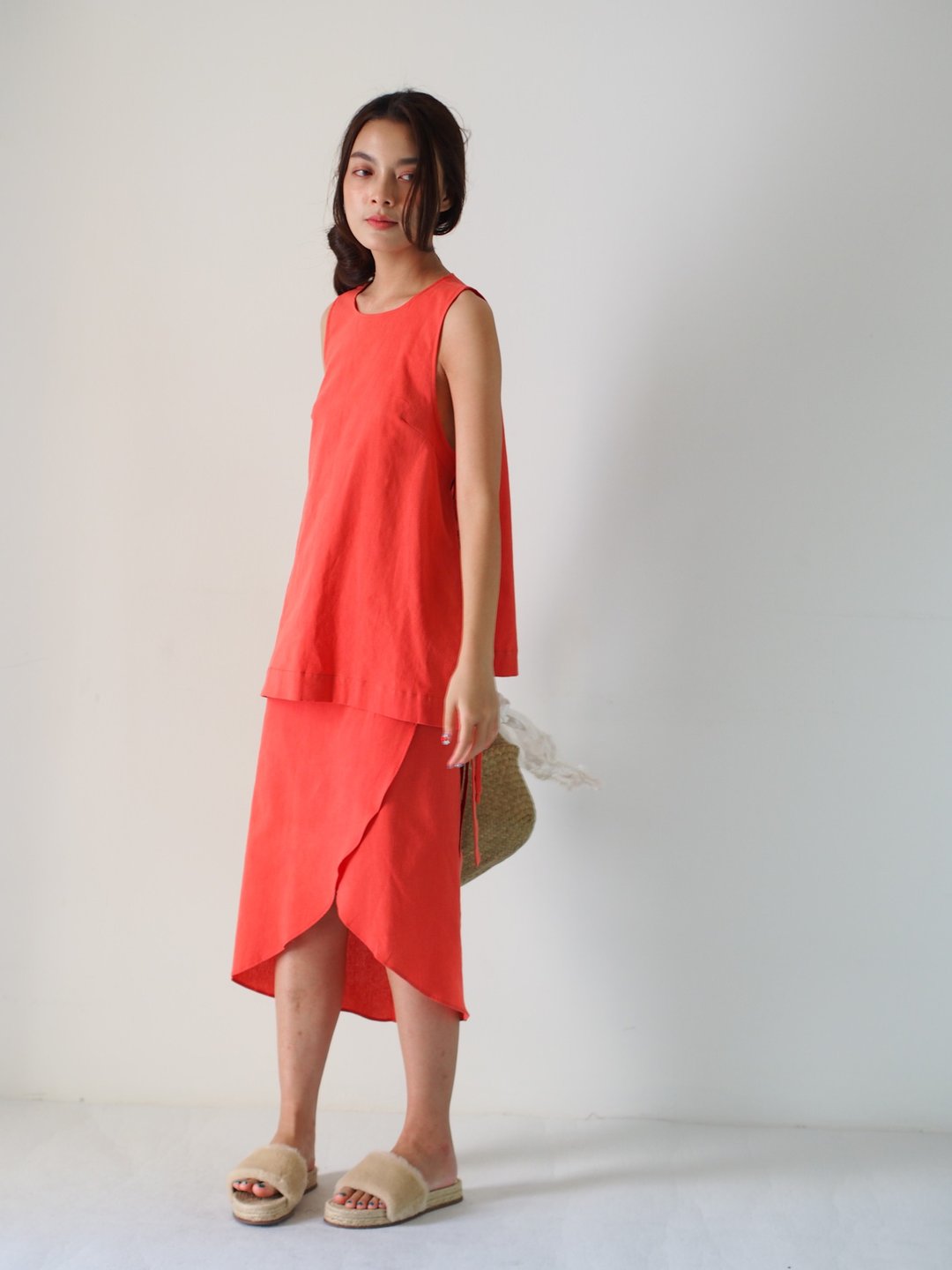 ByTheSea Wrap Skirt - Brick - 裙子 - 棉 红色