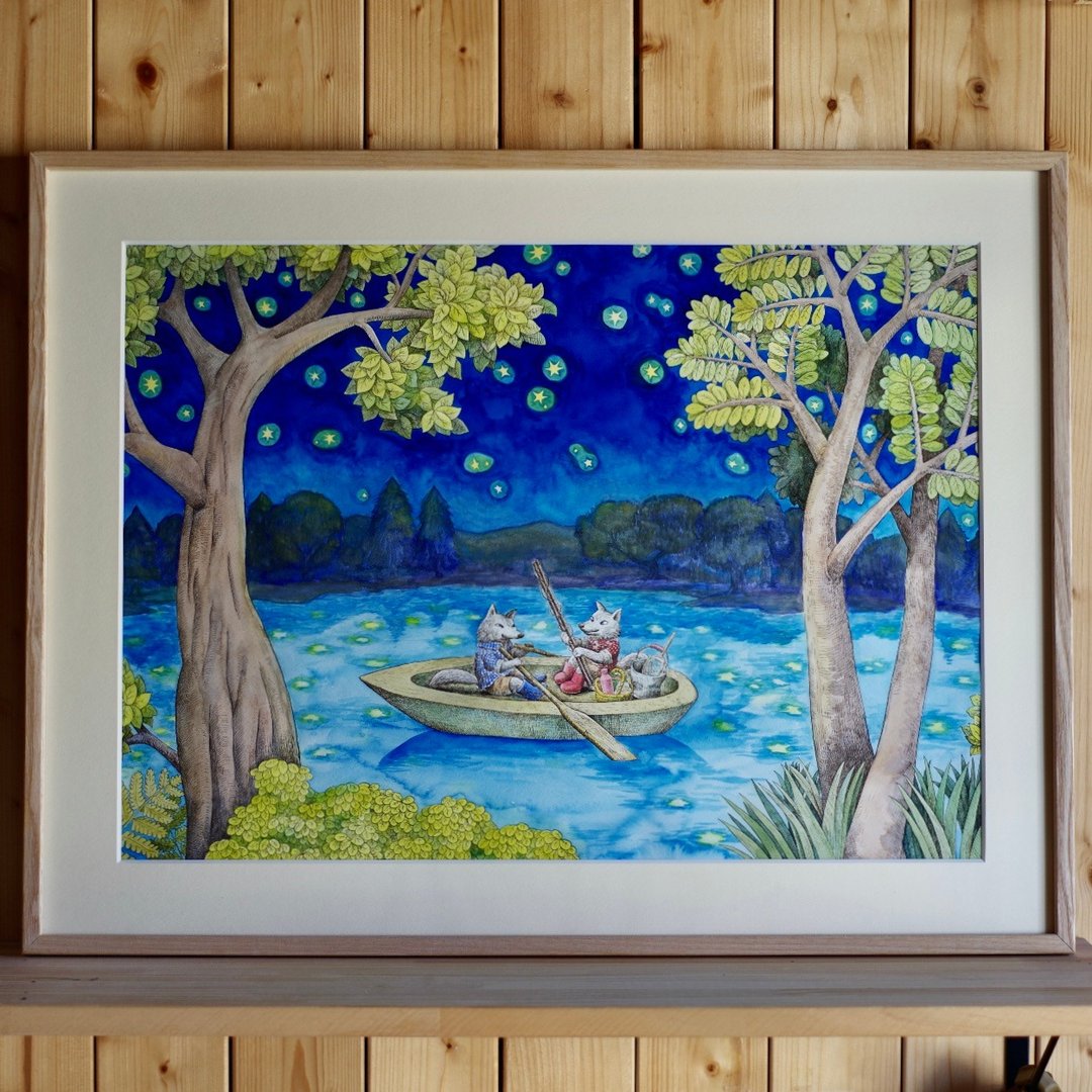 星光下的船　原画 - 海报/装饰画/版画 - 棉．麻 蓝色