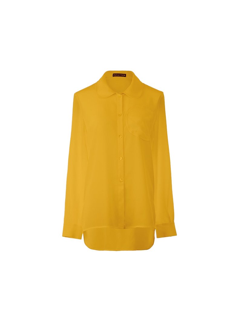 3.14真丝圆领衬衫 - 女装衬衫 - 丝．绢 黄色