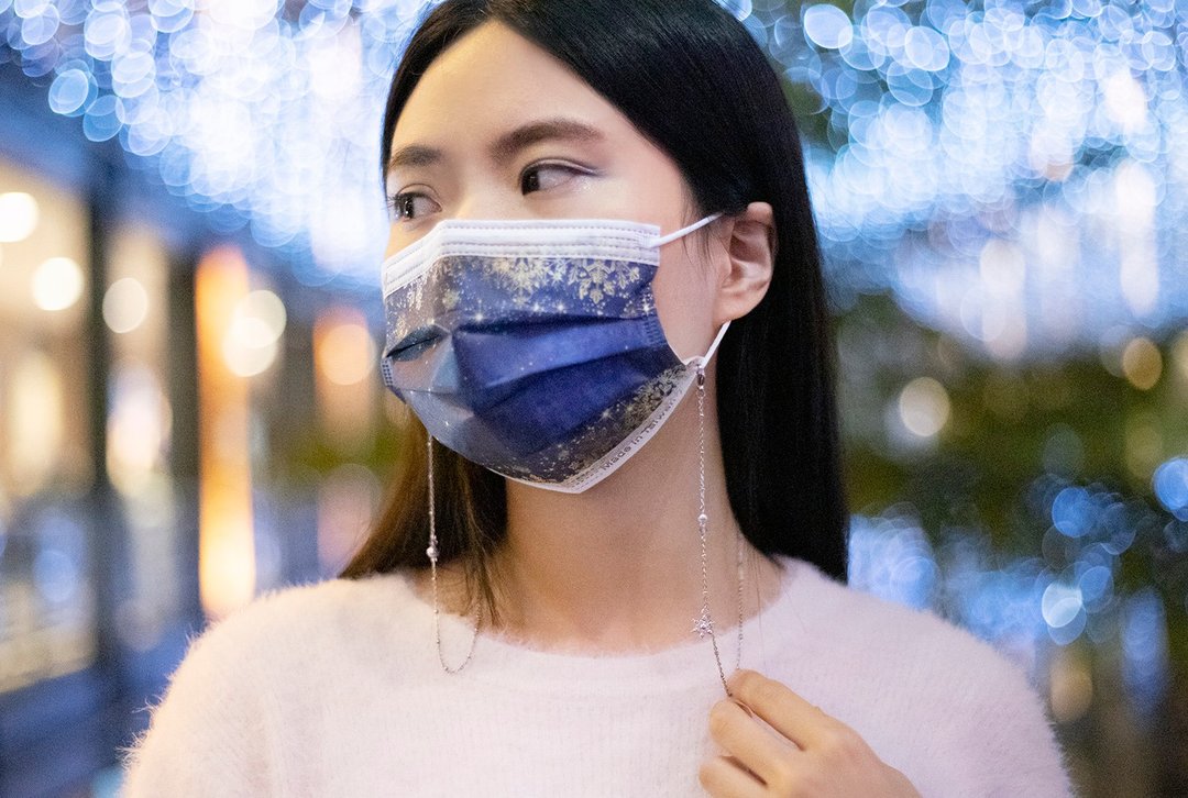 【还可当手链、项链、眼镜链】飞雪(紫)雪花水晶口罩链 女友礼物 - 口罩 - 水晶 紫色