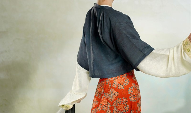 【莺草】新中式复古 宣纸肌理短上衣 - 女装上衣 - 其他材质 多色