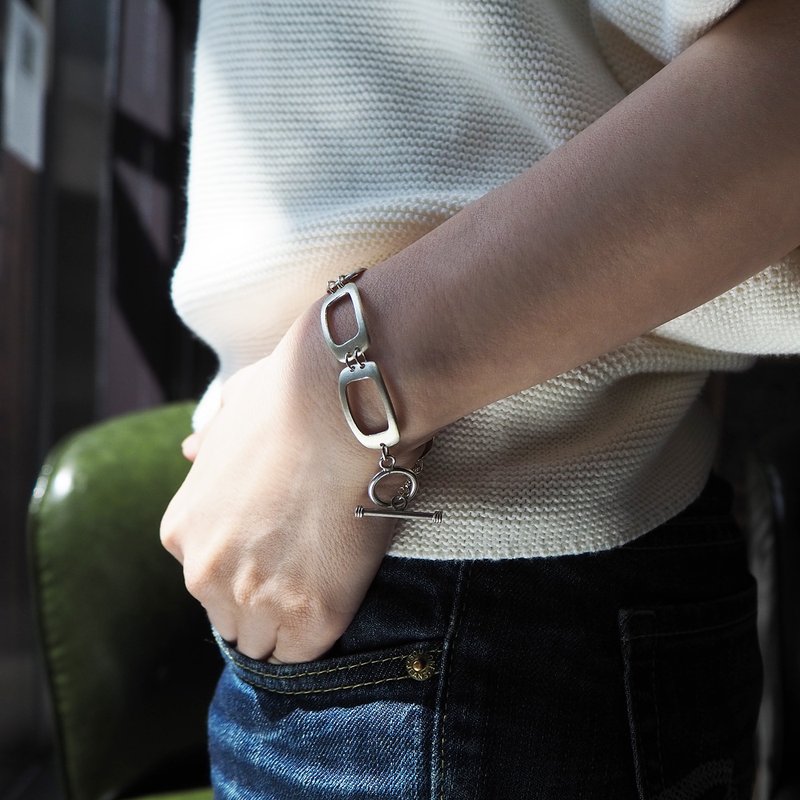 frame bracelet_方框手链 定制化长度 - 手链/手环 - 银 银色
