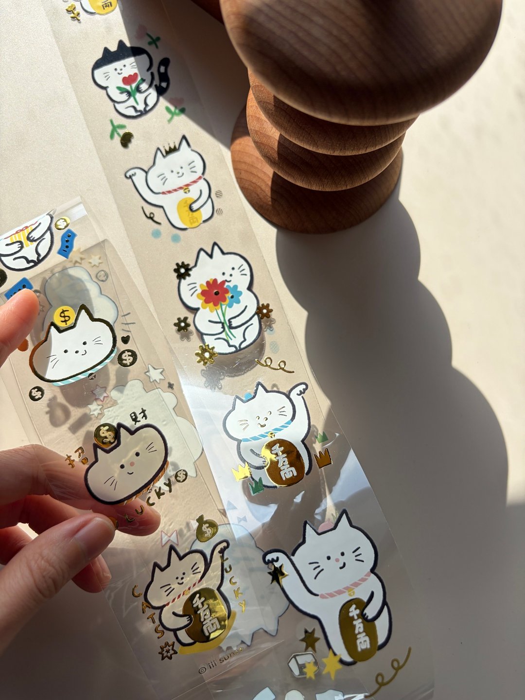 新改版 招财猫烫金Maneki Neko  PET胶带透明亮面 循环100cm 共5m - 纸胶带 - 塑料 