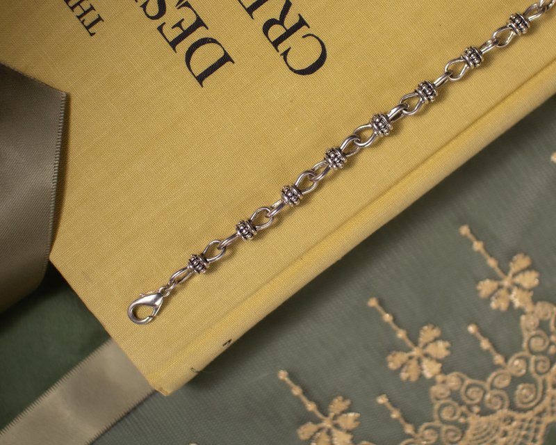 美国古董 复古珠饰链圈 银色手链 - 手链/手环 - 其他金属 银色