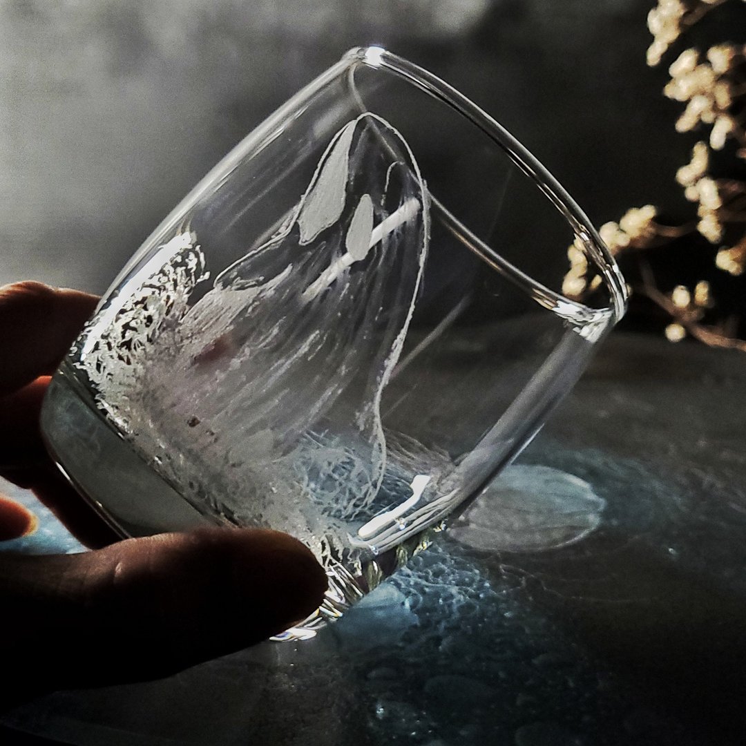 【订制】手工玻璃雕刻鲸鱼杯 - 逆戟威士忌烈酒杯 - 酒杯/酒器 - 玻璃 透明