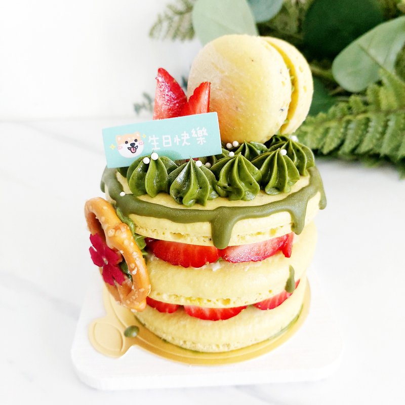 草莓季尾巴3.5寸马卡龙塔-抹茶草莓【生日礼物、礼物、生日蛋糕】 - 蛋糕/甜点 - 新鲜食材 咖啡色