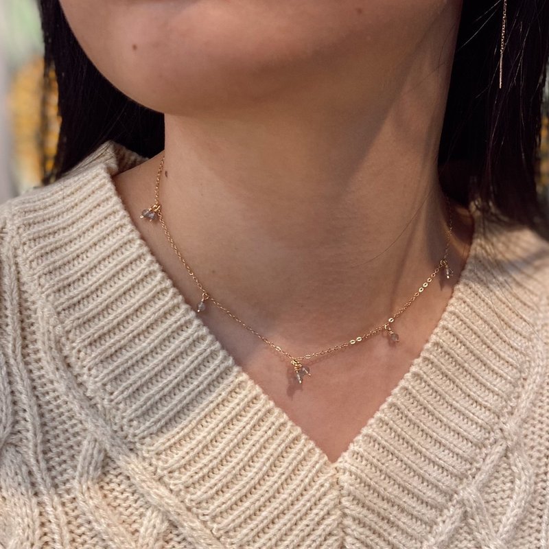 ITS-N134【14KGF・点点轻柔项链】拉长石款 - 项链 - 半宝石 金色