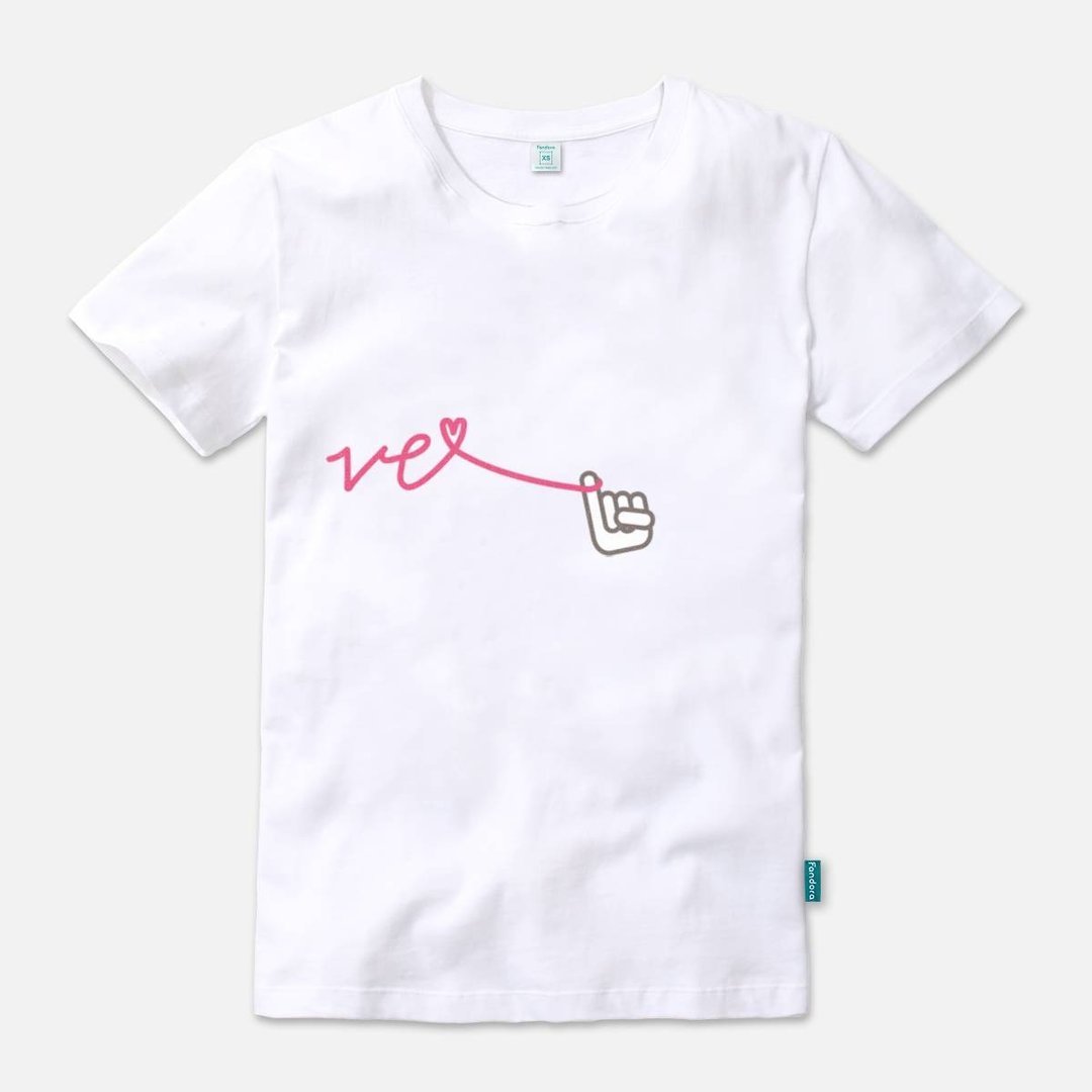 Our Love Line-VE - 中性短袖T-shirt - 情侣装 - 中性连帽卫衣/T 恤 - 棉 白色
