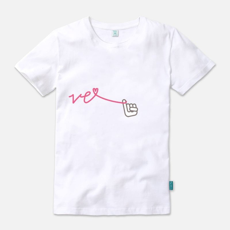 Our Love Line-VE - 中性短袖T-shirt - 情侣装 - 中性连帽卫衣/T 恤 - 棉 白色