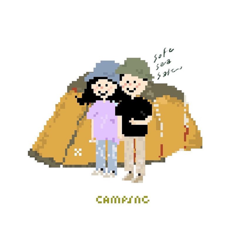 Pixel Art 像素画 似颜绘 双人主题 - 电子手绘真人画像/绘画/插画 - 其他材质 