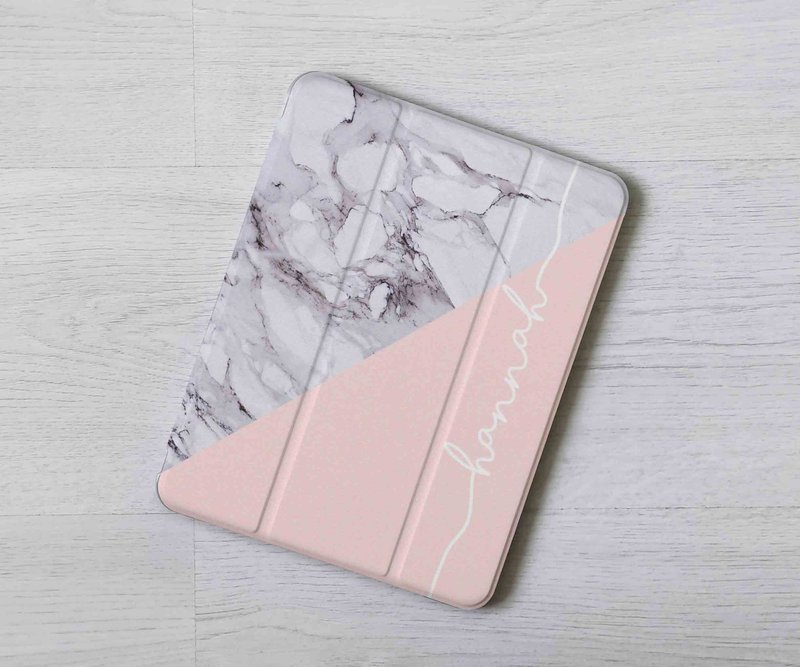 免费加名粉色大理石笔槽保护壳iPad Pro 12.9 Air 7 Mini 7 11代 - 平板/电脑保护壳 - 塑料 